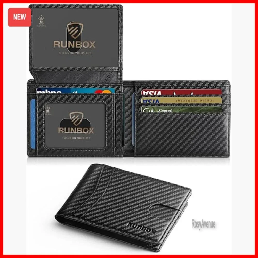 Slim RFID Leather Wallet with 2 ID Windows and 15 Card Slots